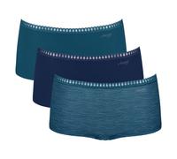 Sloggi Damen Pantys, 3er Pack - GO Crush Short C3P, Unterhose, Stretch-Baumwolle Blau/Dunkelblau / M M Blau