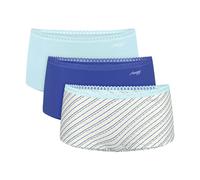 Sloggi Damen Pantys, 3er Pack - GO Crush Short C3P, Unterhose, Stretch-Baumwolle Blau/Weiß M