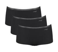Sloggi Damen Pantys, 3er Pack - GO Crush Short C3P, Unterhose, Stretch-Baumwolle XXL Schwarz