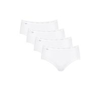 Sloggi Damen Midislip Basic+ – 4er-Pack, 95% Baumwolle/5% Elasthan, Weiß, Größe 42