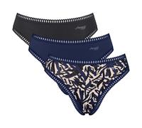 Sloggi Damen Slips, 3er Pack - GO Crush High Leg C3P, Unterhose, Stretch-Baumwolle Blau L