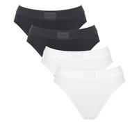 Slip SLOGGI "Slip Double Comfort Tai 4P 4er Pack", Damen, Gr. M, bunt (weiß, schwarz), Obermaterial: 93% Baumwolle CO. 7% Elasthan EL., Unterhosen Slip (47177923-M) weiß, schwarz