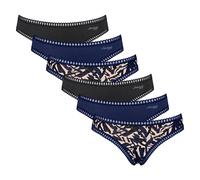 Sloggi Damen Slips, 6er Pack - GO Crush Mini C6P, Unterhose, Stretch-Baumwolle Blau XL