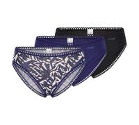 Slip SLOGGI "GO Crush High leg C3P", Damen, Gr. S, blau (blau, schwarz combination), Single Jersey, Obermaterial: 95% Polyamid, 5% Elasthan, mehrfarbig, Unterhosen, Spitzendetails (26235167-S) blau, s