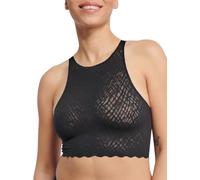 Sloggi Crop Top ZERO Feel Bliss, nahtlos, Spitzenoptik, 76% Polyamid/24% Elasthan, Damen XL Schwarz