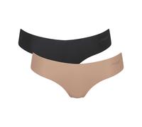 sloggi Damen String, 2er Pack - Zero Microfibre 2.0 Hipstring, Mikrofaser, einfarbig, mehrfarbig, XS Schwarz/ Nude