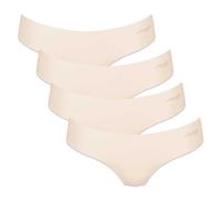 Sloggi Damen String, 4er Pack - Zero Microfibre 2.0 Hipstring, Mikrofaser, einfarbig Creme XL