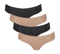 Sloggi Damen String, 4er Pack - Zero Microfibre 2.0 Hipstring, Mikrofaser, einfarbig Schwarz/Nude S
