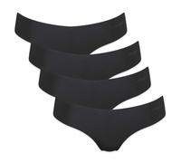 Sloggi Damen String, 4er Pack - Zero Microfibre 2.0 Hipstring, Mikrofaser, einfarbig XS Schwarz