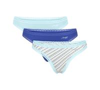 String SLOGGI "GO Crush String C3P", Damen, Gr. XL, blau, light combination, Single Jersey, Obermaterial: 95% Baumwolle, 5% Elasthan, Unterhosen String, mit Spitzendetails (40583837-XL) blau, light co