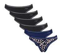 Sloggi Damen Strings, 6er Pack - GO Crush String C6P, Unterhose, Stretch-Baumwolle Schwarz/Blau XL