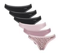 String SLOGGI "String GO Crush String C6P 6er Pack", Damen, Gr. M, bunt (schwarz, rosa), Obermaterial: 95% Baumwolle CO. 5% Elasthan EL., Unterhosen String (45574768-M) schwarz, rosa