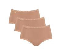 Sloggi Damen-Hüftslip 24/7 Cotton Lace Single-Jersey mit zarter Spitze 3er-Pack braun-beige 44