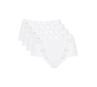 Sloggi Maxislip "Chic" Damen Taillenslips mit elastischer Spitze Gr. 46 4er Pack Weiß