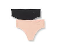sloggi Damen String, 2er Pack - Zero Microfibre 2.0 Hipstring, Mikrofaser, einfarbig, mehrfarbig, XS Schwarz/ Nude