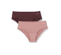 Sloggi Damen Hipster, 2er Pack - Unterwäsche, Unterhose, ZERO +Motion Hipster C2P, Polyester, Logo, einfarbig Beere/Rosa XS