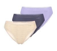 Slip SLOGGI "GO Crush", Damen, Gr. S, bunt (lila, light combination), Single Jersey, Obermaterial: 95% Baumwolle, 5% Elasthan, Unterhosen Slip, mit Spitzendetails, Multipack, hoher Beinausschnitt (344