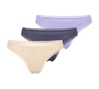 String SLOGGI "GO Crush", Damen, Gr. XL, lila, light combination, Single Jersey, Obermaterial: 95% Baumwolle, 5% Elasthan, körpernah, Unterhosen String, dehnbare Spitzendetails, Multipack, Cotton-Mix,