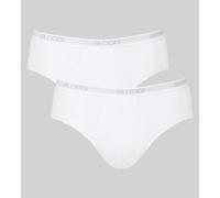 Sloggi Herren Slips, 2er Pack - Basic Midi, Unterwäsche, Unterhose, Baumwolle, Logo, einfarbig, weiß, M Weiß