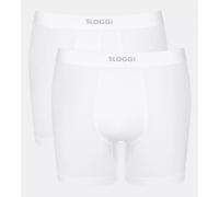 Boxer SLOGGI "Men EVER Ease", Herren, Gr. L, 2 Stk., weiß, Single Jersey, Obermaterial: 95% Baumwolle, 5% Elasthan, unifarben, körpernah, Unterhosen, schnelltrocknend, atmungsaktiv, temperaturausgleic