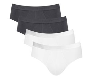 Sloggi Herren Slips, 4er Pack - 24/7 Midi, Unterwäsche, Unterhose, Baumwolle, Logo, einfarbig Weiß/Schwarz L