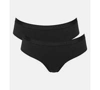 Hipster SLOGGI "GO Casual Hipster 2P", Damen, Gr. XXL, schwarz, Single Jersey, Obermaterial: 95% Baumwolle, 5% Elasthan, clean, unifarben, Unterhosen, Corespun (86327914-XXL) schwarz