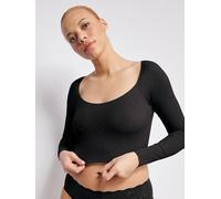 Spitzenshirt SLOGGI "ZERO Feel Bliss Top Long Sleeve" Gr. L, schwarz (black) Damen Shirts (61717523-L) black
