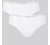 Sloggi Herren Slips, 2er Pack - Basic Midi, Unterwäsche, Unterhose, Baumwolle, Logo, einfarbig, weiß, S Weiß