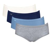 Sloggi Single-Jersey Damen-Hüftslip Basic+ im 4er-Pack 38 marine/weiß/hellgrau meliert/blau