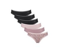 Slip SLOGGI "Slip GO Crush Mini C6P 6er Pack", Damen, Gr. S, bunt (schwarz, rosa), Obermaterial: 95% Baumwolle CO. 5% Elasthan EL., Unterhosen Slip (82976559-S) schwarz, rosa