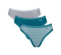 Sloggi Damen Slips, 3er Pack - GO Crush High Leg C3P, Unterhose, Stretch-Baumwolle Blau/Grau L