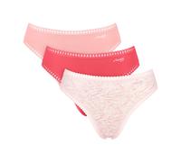 Slip SLOGGI "GO Crush High leg C3P", Damen, Gr. XXL, rot, light combination, Single Jersey, Obermaterial: 95% Baumwolle, 5% Elasthan, Unterhosen Slip, mit Spitzendetails (35676112-XXL) rot, light comb
