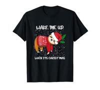 Sloth Wake Me Up When It's Christmas T-Shirt für Kinder & Erwachsene, Schwarz, S, Kurzarm, Casual Festive Sommer-Weihnachten Sloth T-Shirt