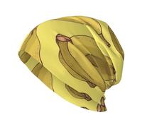 Slouchy Beanie, Bananenmuster, Strickmütze, leicht, lässig, Kopfbedeckung für Damen und Herren, Bananenmuster, Einheitsgre