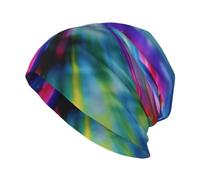 Slouchy Beanie mit buntem Batikdruck, Strickmütze, leicht, lässig, Kopfbedeckung für Damen und Herren, Buntes Batik, Einheitsgre