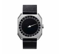 slow Jo 06 - Black Leather, Silver Case, Black Dial Analog Leder Schwarz slow Jo 06