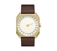 slow Jo 18 - Dunkelbraun Vintage Leder gold Fall Gold Zifferblatt Unisex Quarzuhr mit Gold Zifferblatt Analog-Anzeige und dunkelbraun Lederband