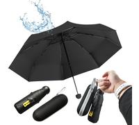 SLTAXAR Kompakter Regenschirm Sturmfest mit 8 Rippen Taschenschirm Schwarz Mini Umbrella Pocket Taschenschirme Faltender UV-Regenschirm Minischirm Leicht Mini Schirm Damen Perfekt für Jede Handtasche
