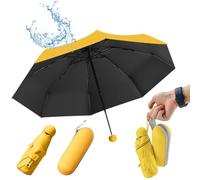 SLTAXAR Kompakter Regenschirm Sturmfest mit 8 Rippen Taschenschirm Zitronengelbe Mini Umbrella Pocket Taschenschirme Faltender UV-Regenschirm Minischirm Leicht Mini Schirm Damen Perfekt für Handtasche