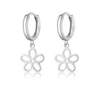 SLUYNZ 925 Sterling Silber Blume Creolen Ohrringe für Damen Hohle Blume Creolen Ohrringe Huggie Hängende Ohrringe Ohrhänger (A-Silber)