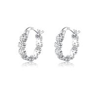 SLUYNZ 925 Sterling Silber Blume Creolen Ohrringe für Damen Mädchen kleine Blume Ohrringe Huggie (A-Silber)
