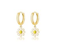 SLUYNZ 925 Sterling Silber Gänseblümchen Blume Creolen Ohrringe für Damen Mädchen Kleine Gänseblümchen Creolen Ohrringe Huggie Tropfen (B-Gold)