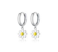 SLUYNZ 925 Sterling Silber Gänseblümchen Blume Creolen Ohrringe für Damen Mädchen Kleine Gänseblümchen Creolen Ohrringe Huggie Tropfen (A-Silver)