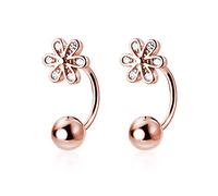 SLUYNZ 925 Sterling Silber Kleine Gänseblümchen Ohrringe Manschette für Frauen Damen Blume Knorpel Ohrringe Helix Piercing Halbe Creolen Ohrringe Kugel Ohrstecker (Roségold)