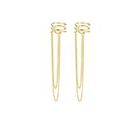 SLUYNZ 925 Sterling Silber Manschette Ohrringe Kette für Frauen Damen Kette Ohrringe Hängend Ohrclips Ohrring (B-Gelb)