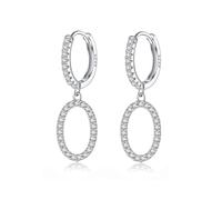 SLUYNZ 925 Sterling Silber O Creolen für Frauen - CZ Circle Huggie Minimalistische Ohrringe (A-Silber)
