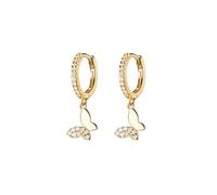 SLUYNZ 925 Sterling Silber Schmetterling Creolen Ohrringe für Frauen Damen Kleine CZ Creolen Ohrringe Hänger Huggie Ohrringe (B-Gold)