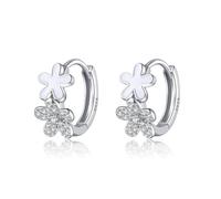 SLUYNZ Solid 925 Sterling Silber CZ Blume Creolen Ohrringe für Damen Double Blume Creolen Ohrringe Huggie (A-Silber)