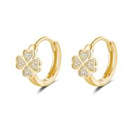 SLUYNZ Sterling Silber Vier Kleeblatt Creolen Ohrringe für Frauen Damen CZ Kleeblatt Blume Creolen Ohrringe (B-Gold)