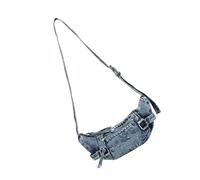 SLXLYH Retro Distressed Jean Fabric Shoulder Bag Schultertasche Leichtes Langlebiges Design Geräumiger Innenraum Für Reisen Pendeln Multi Pocket Shoulder Bag Aus Jean Fabric
